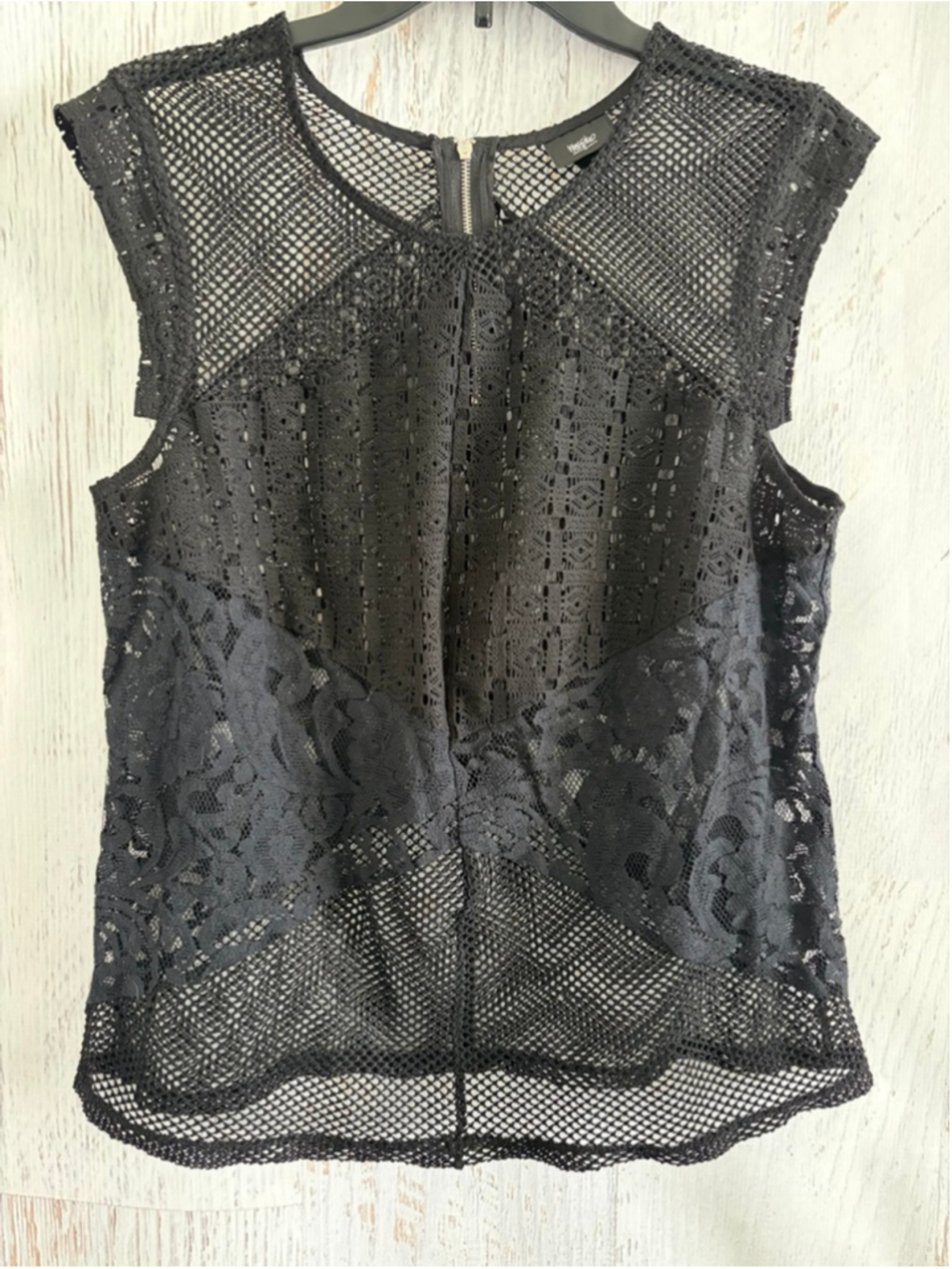 Women's Mossimo Black Lace Mesh Tank Top L